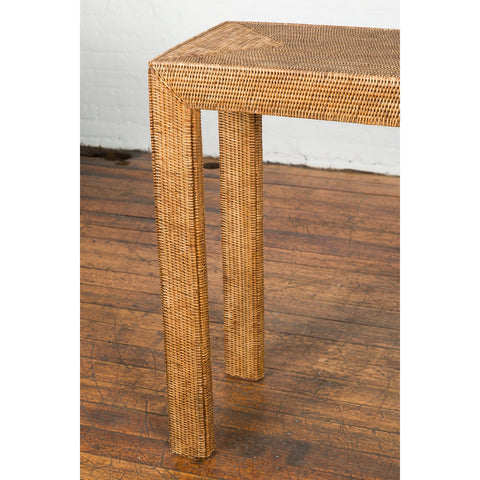 This-is-a-picture-of-a-Rustic Chinese Country Style Midcentury Woven Rattan Console Table-image-position-9-style-YN1470-Shop-for-Vintage-and-Antique-Asian-and-Chinese-Furniture-for-sale-at-FEA Home-NYC