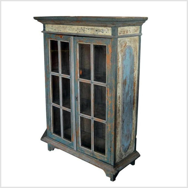 Antique Indian Cabinet With Glass Doors 
