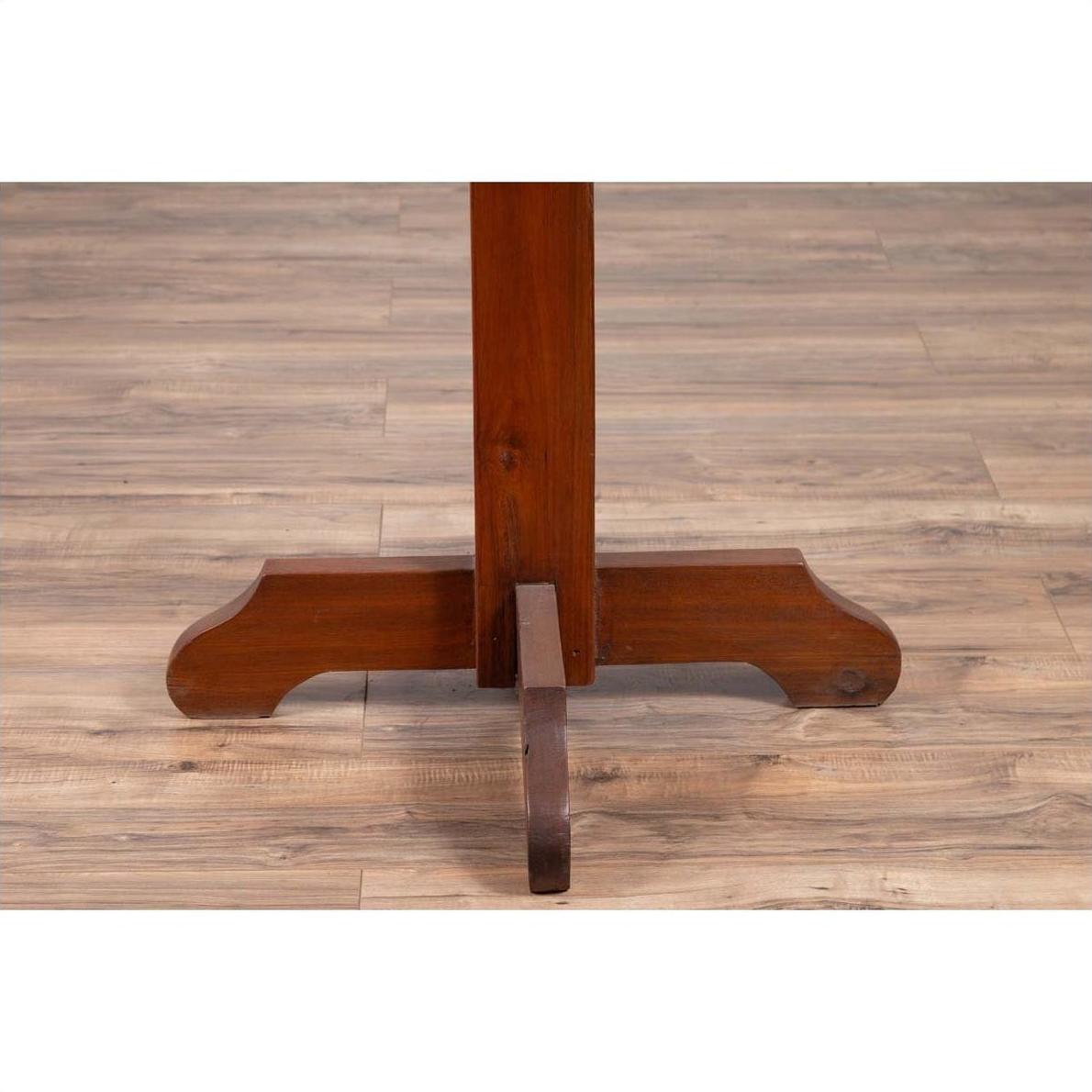 Rustic Indonesian Wooden Console Table with Single Plank Top and Pedestal Base-12. Asian &amp; Chinese Furniture, Art, Antiques, Vintage Home Décor for sale at FEA Home