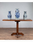 Rustic Indonesian Wooden Console Table with Single Plank Top and Pedestal Base-3. Asian & Chinese Furniture, Art, Antiques, Vintage Home Décor for sale at FEA Home