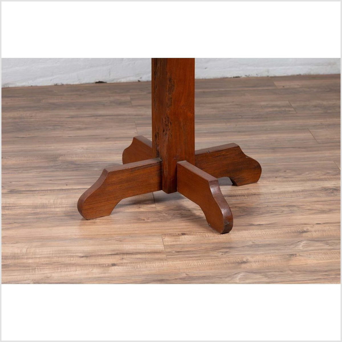 Rustic Indonesian Wooden Console Table with Single Plank Top and Pedestal Base-7. Asian &amp; Chinese Furniture, Art, Antiques, Vintage Home Décor for sale at FEA Home