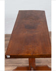 Rustic Indonesian Wooden Console Table with Single Plank Top and Pedestal Base-9. Asian & Chinese Furniture, Art, Antiques, Vintage Home Décor for sale at FEA Home