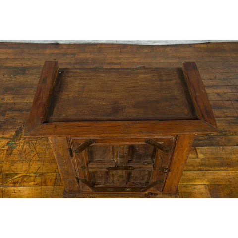 Rustic Vintage Indian Natural Sheesham Wood Side Cabinet with Iron Hardware