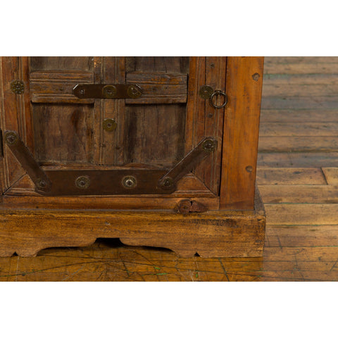 Rustic Vintage Indian Natural Sheesham Wood Side Cabinet with Iron Hardware