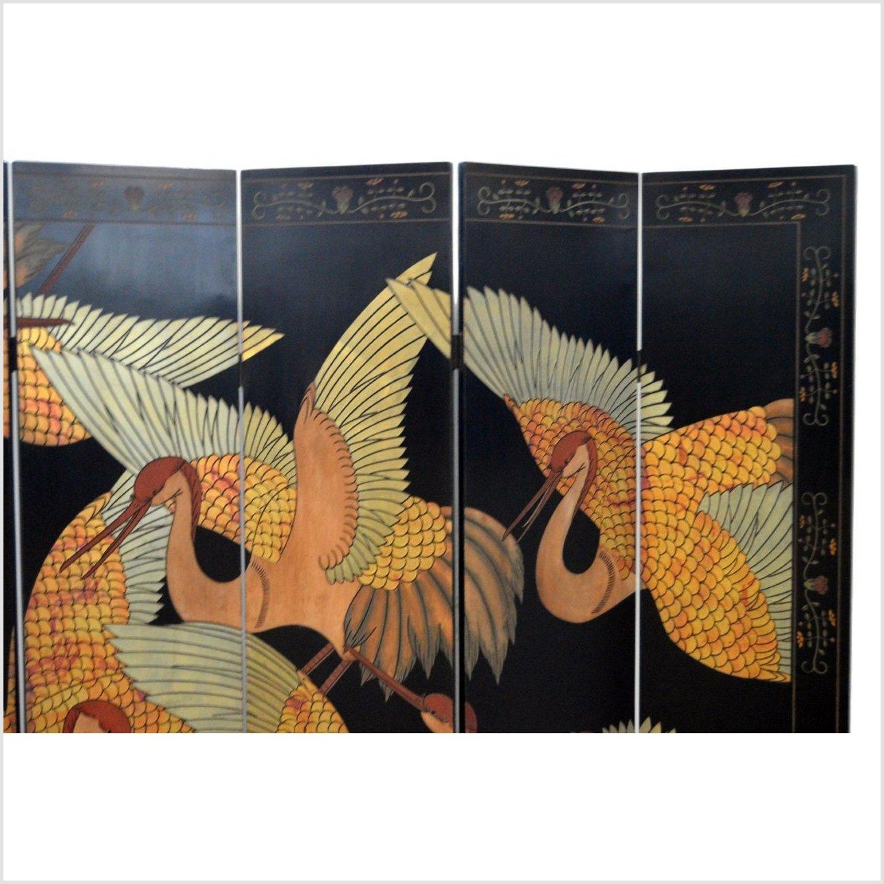 Black Lacquered 6-Panel Screen-2. Asian & Chinese Furniture, Art, Antiques, Vintage Home Décor for sale at FEA Home