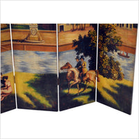 Chinese Vintage Hand-painted Room Divider with European Scene
