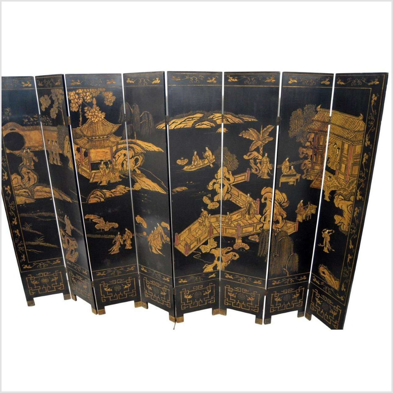Chinese Vintage 8-Panel Back-to-back Chinoiseries Screen-2. Asian & Chinese Furniture, Art, Antiques, Vintage Home Décor for sale at FEA Home