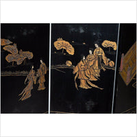 Chinese Vintage 8-Panel Back-to-back Chinoiseries Screen