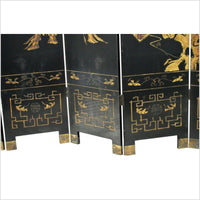 Chinese Vintage 8-Panel Back-to-back Chinoiseries Screen