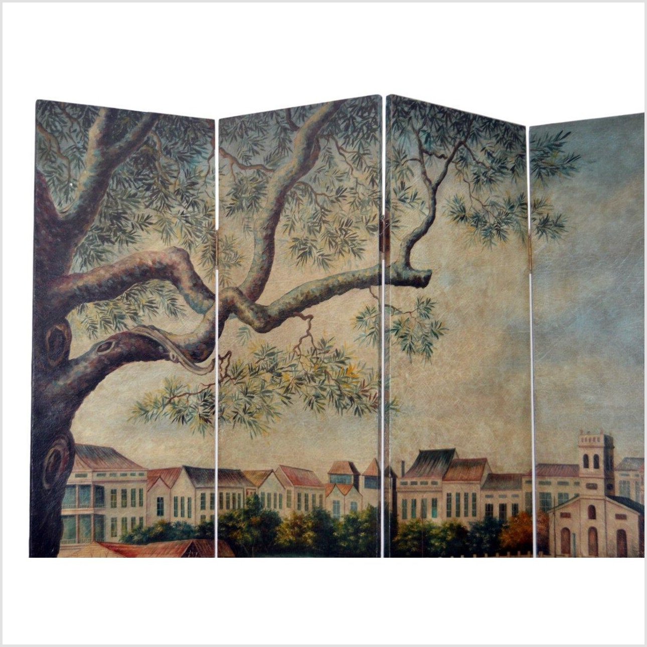 4-Panel Screen with Painting Reminiscent of Venice-4. Asian &amp; Chinese Furniture, Art, Antiques, Vintage Home Décor for sale at FEA Home