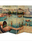 4-Panel Screen with Painting Reminiscent of Venice-5. Asian & Chinese Furniture, Art, Antiques, Vintage Home Décor for sale at FEA Home