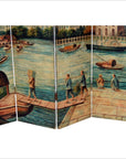 4-Panel Screen with Painting Reminiscent of Venice-7. Asian & Chinese Furniture, Art, Antiques, Vintage Home Décor for sale at FEA Home