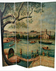 4-Panel Screen with Painting Reminiscent of Venice-1. Asian & Chinese Furniture, Art, Antiques, Vintage Home Décor for sale at FEA Home