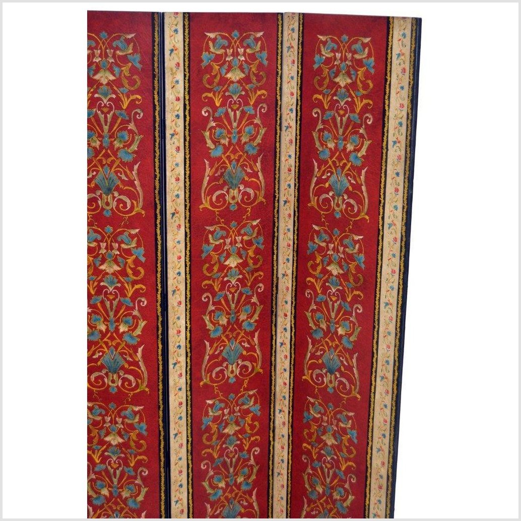 4-Panel Red Screen with Middle-Eastern Inspired Art-2. Asian & Chinese Furniture, Art, Antiques, Vintage Home Décor for sale at FEA Home