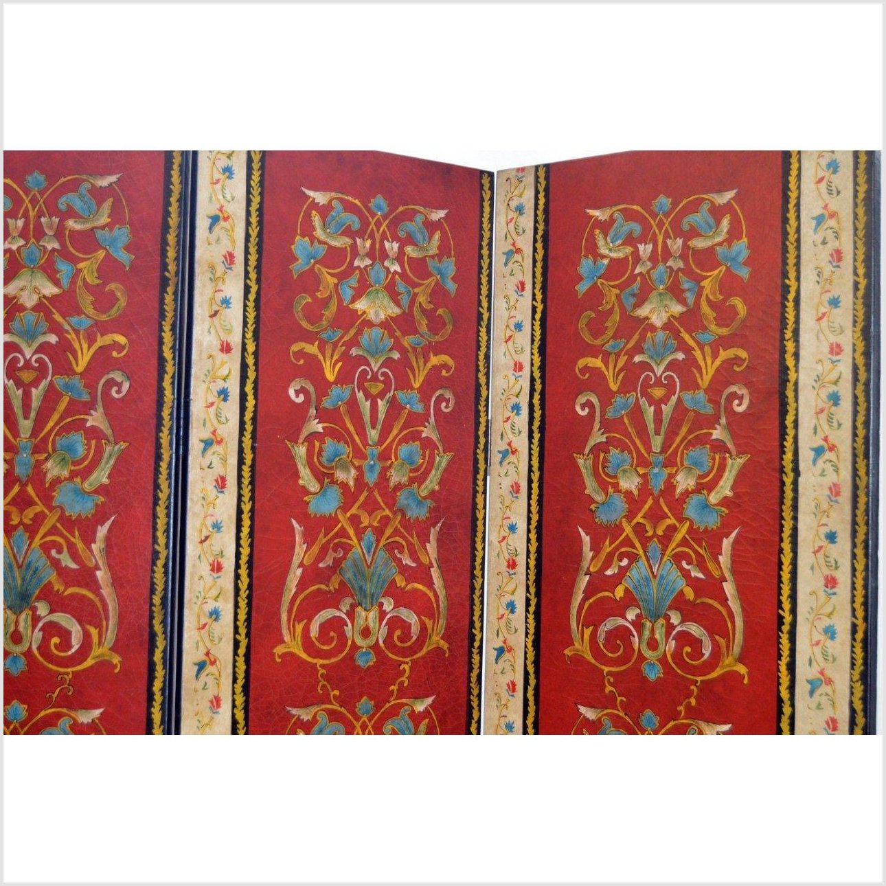 4-Panel Red Screen with Middle-Eastern Inspired Art-YN2780-4. Asian & Chinese Furniture, Art, Antiques, Vintage Home Décor for sale at FEA Home