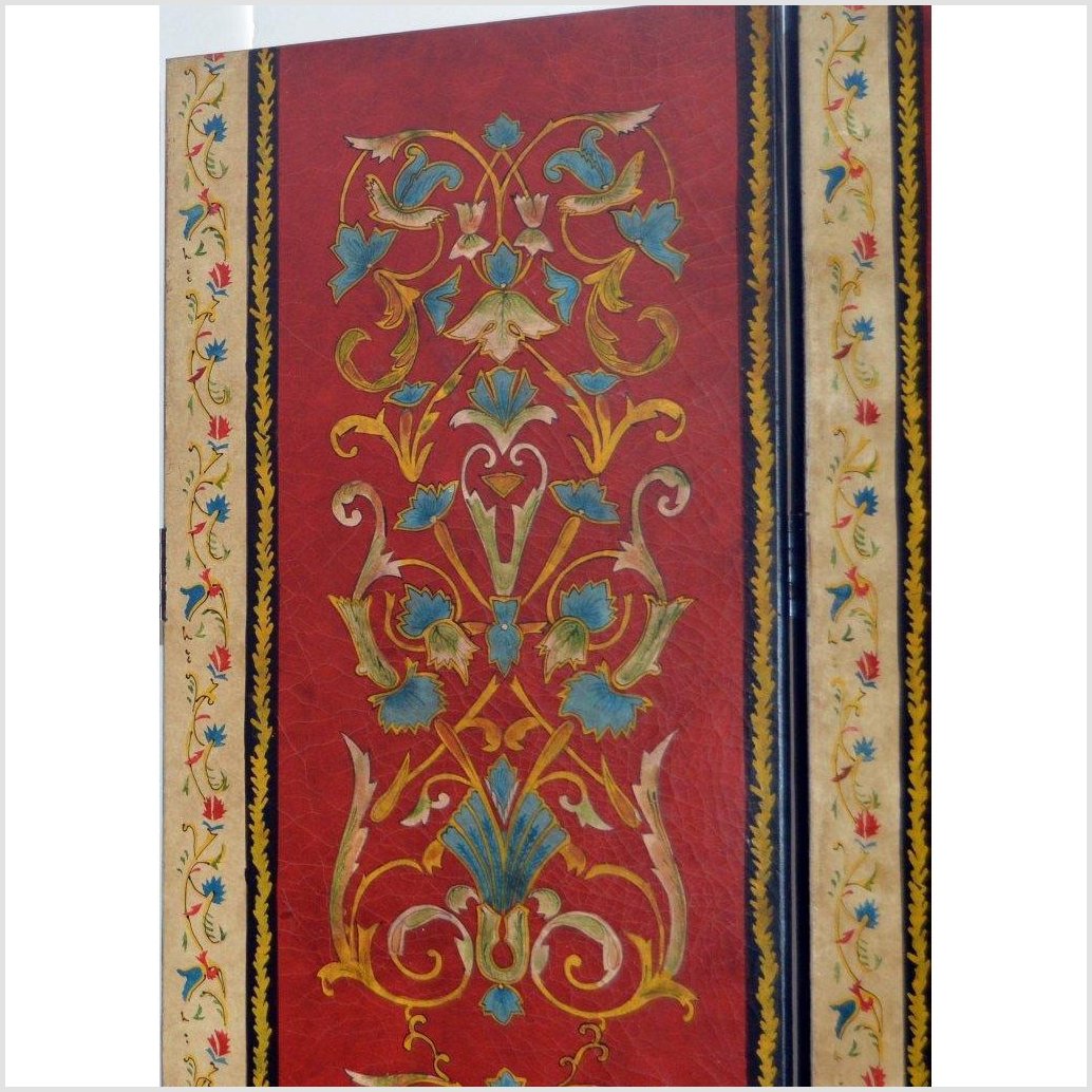 4-Panel Red Screen with Middle-Eastern Inspired Art-YN2780-5. Asian & Chinese Furniture, Art, Antiques, Vintage Home Décor for sale at FEA Home