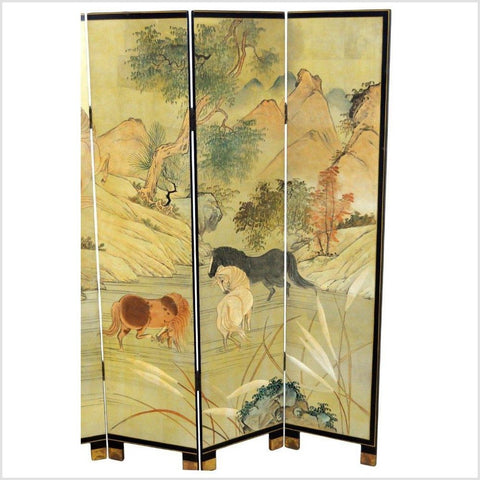 6-Panel Vintage Japanese Gold Screen with Landscape with Mythical Horses-YN2786-2. Asian & Chinese Furniture, Art, Antiques, Vintage Home Décor for sale at FEA Home