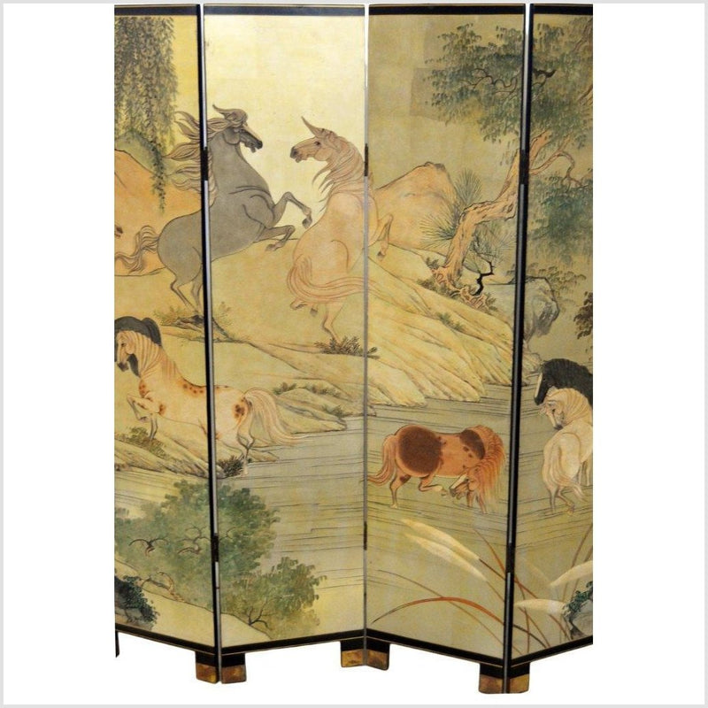 6-Panel Vintage Japanese Gold Screen with Landscape with Mythical Horses-YN2786-3. Asian & Chinese Furniture, Art, Antiques, Vintage Home Décor for sale at FEA Home