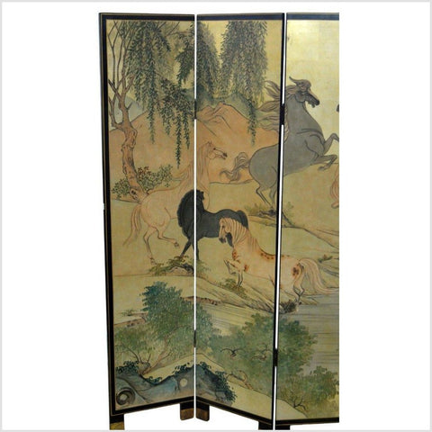 6-Panel Vintage Japanese Gold Screen with Landscape with Mythical Horses-YN2786-4. Asian & Chinese Furniture, Art, Antiques, Vintage Home Décor for sale at FEA Home
