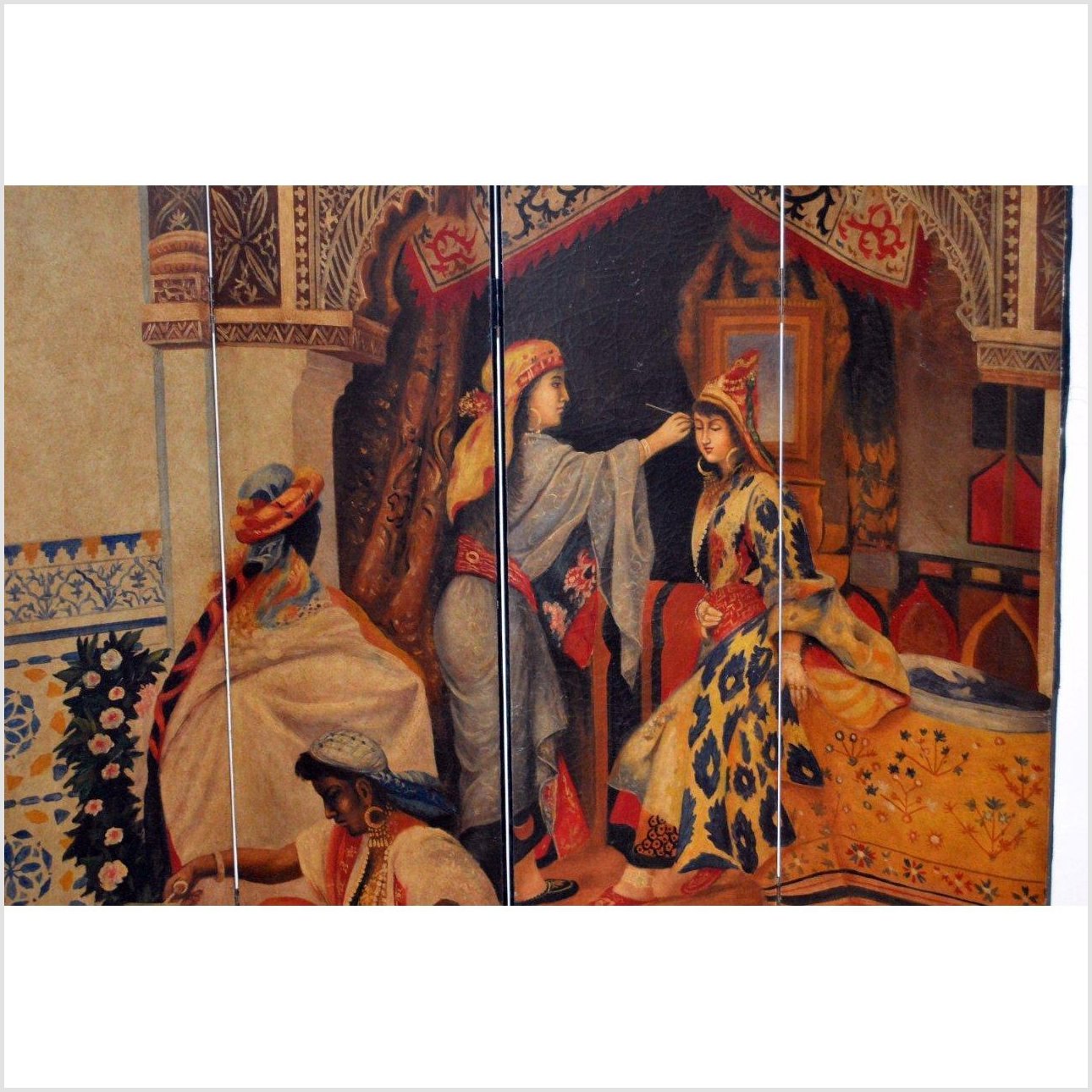 4-Panel Screen Depicting Middle Eastern Women-2. Asian & Chinese Furniture, Art, Antiques, Vintage Home Décor for sale at FEA Home
