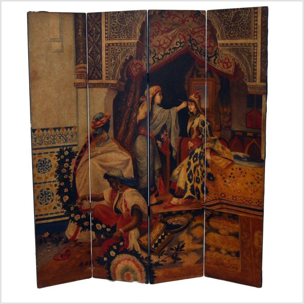 4-Panel Screen Depicting Middle Eastern Women-1. Asian & Chinese Furniture, Art, Antiques, Vintage Home Décor for sale at FEA Home
