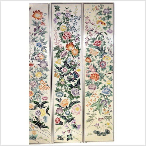 4-Panel Chinese Vintage Screen with Collage of Spring Flowers-YN2797-2. Asian & Chinese Furniture, Art, Antiques, Vintage Home Décor for sale at FEA Home