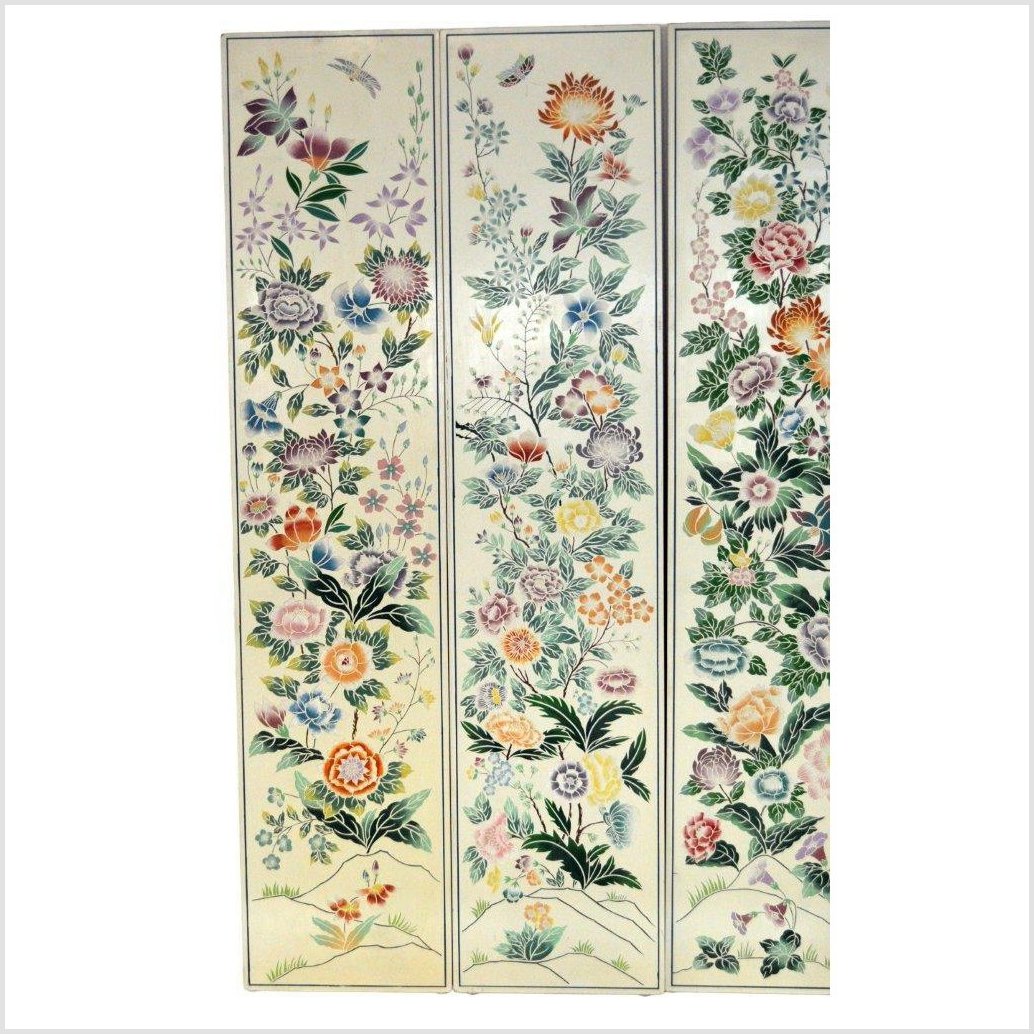 4-Panel Chinese Vintage Screen with Collage of Spring Flowers-3. Asian &amp; Chinese Furniture, Art, Antiques, Vintage Home Décor for sale at FEA Home
