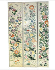4-Panel Chinese Vintage Screen with Collage of Spring Flowers-3. Asian & Chinese Furniture, Art, Antiques, Vintage Home Décor for sale at FEA Home