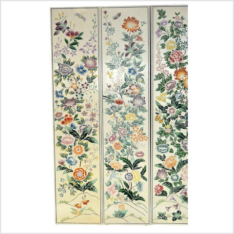4-Panel Chinese Vintage Screen with Collage of Spring Flowers-YN2797-3. Asian & Chinese Furniture, Art, Antiques, Vintage Home Décor for sale at FEA Home