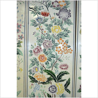 4-Panel Chinese Vintage Screen with Collage of Spring Flowers