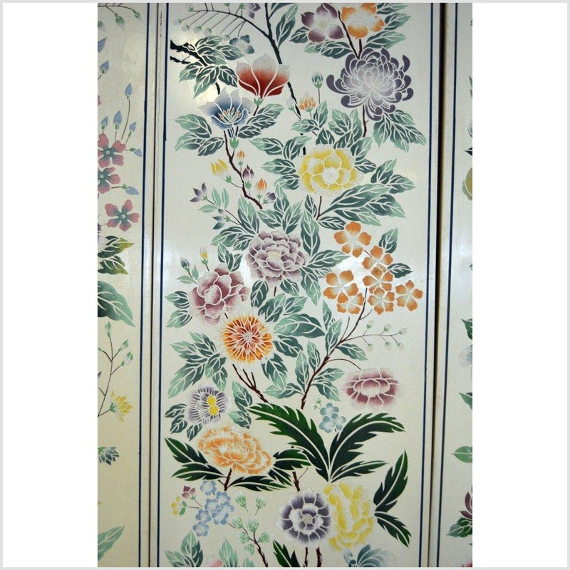 4-Panel Chinese Vintage Screen with Collage of Spring Flowers-YN2797-6. Asian & Chinese Furniture, Art, Antiques, Vintage Home Décor for sale at FEA Home