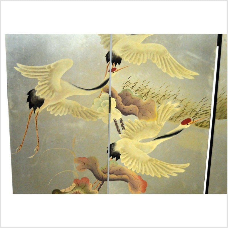 4-Panel Vintage Hand-Painted Chinese Screen Depicting Cranes Taking off-YN2814-6. Asian & Chinese Furniture, Art, Antiques, Vintage Home Décor for sale at FEA Home