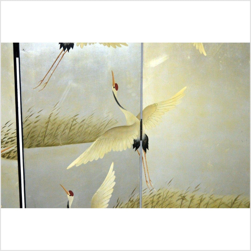 4-Panel Vintage Hand-Painted Chinese Screen Depicting Cranes Taking off-YN2814-8. Asian & Chinese Furniture, Art, Antiques, Vintage Home Décor for sale at FEA Home