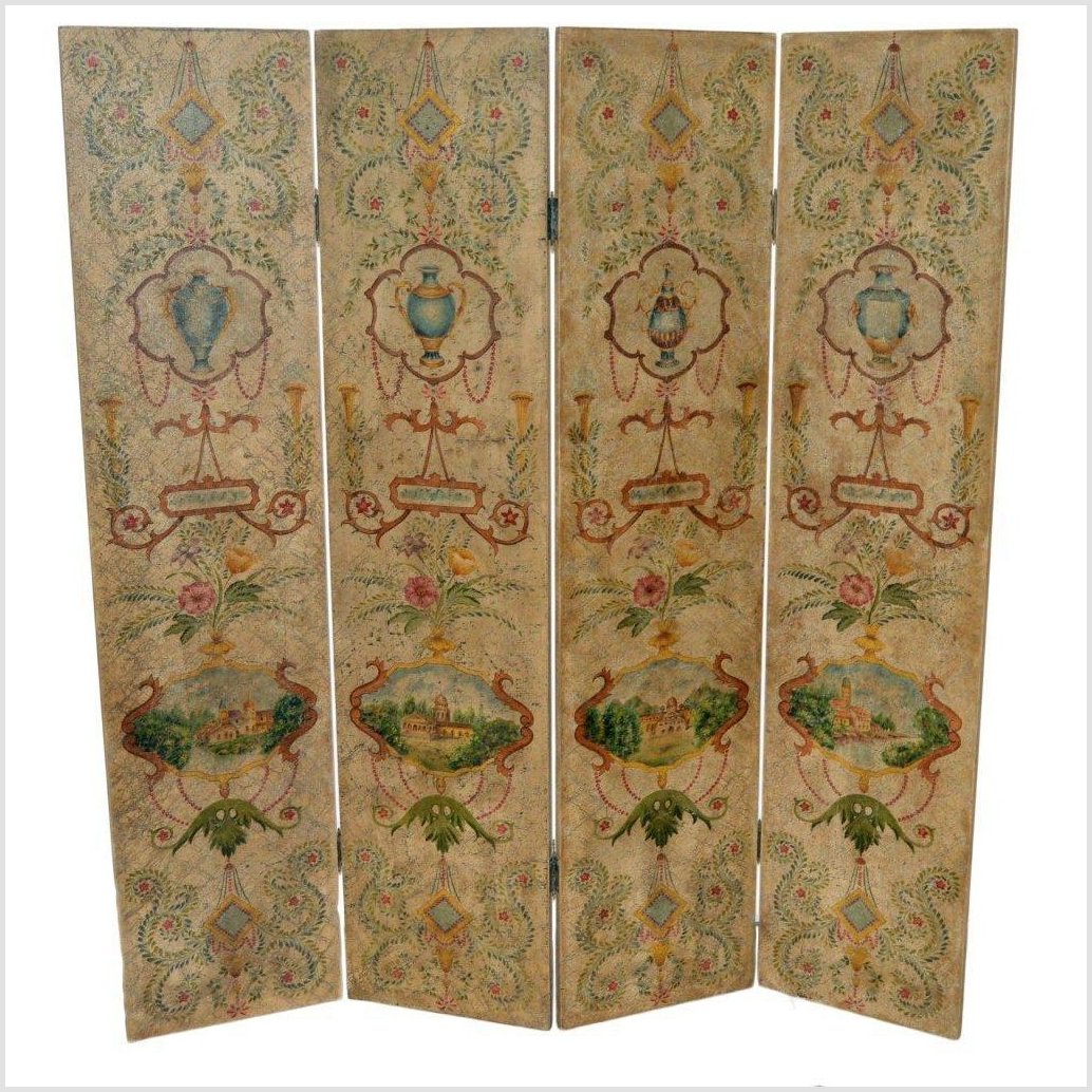 Chinese-made Vintage 4-Panel Middle Eastern Inspired Screen-1. Asian & Chinese Furniture, Art, Antiques, Vintage Home Décor for sale at FEA Home