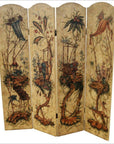 4-Panel Scalloped Style Floral Painted Screen-1. Asian & Chinese Furniture, Art, Antiques, Vintage Home Décor for sale at FEA Home