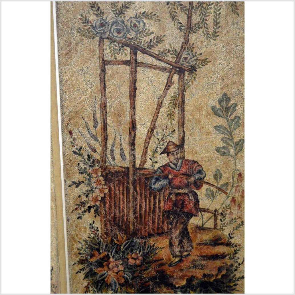 4-Panel Scalloped Style Floral Painted Screen-5. Asian &amp; Chinese Furniture, Art, Antiques, Vintage Home Décor for sale at FEA Home
