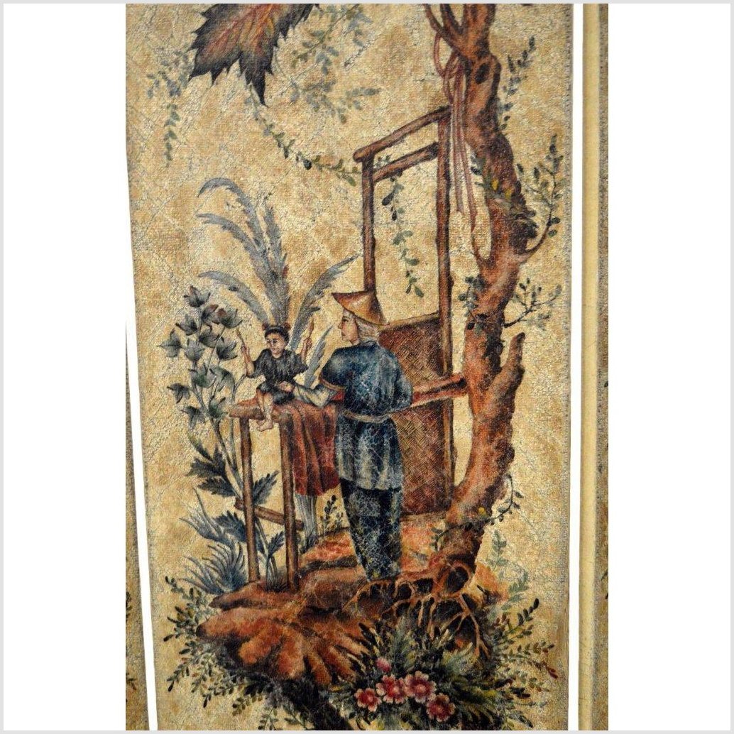 4-Panel Scalloped Style Floral Painted Screen-6. Asian &amp; Chinese Furniture, Art, Antiques, Vintage Home Décor for sale at FEA Home