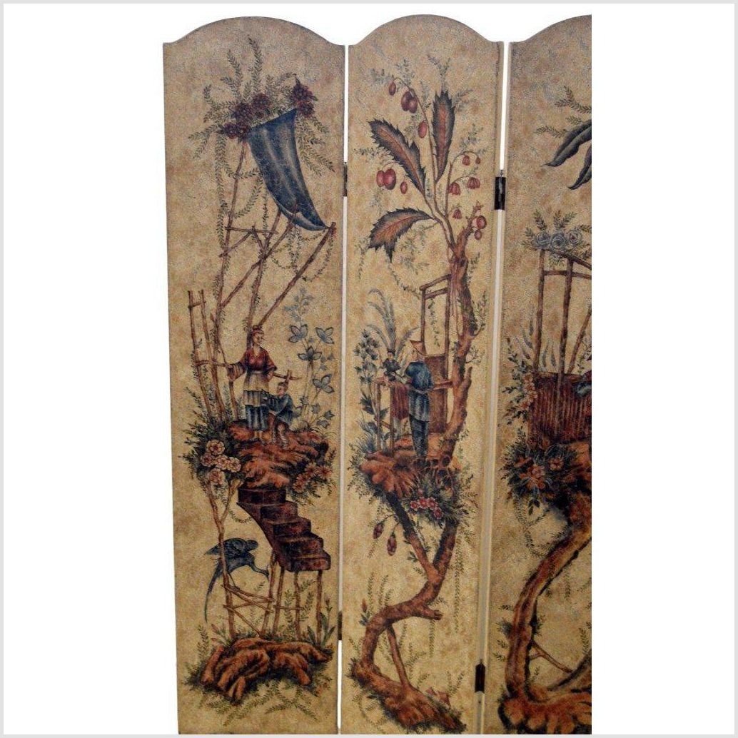4-Panel Scalloped Style Floral Painted Screen-8. Asian &amp; Chinese Furniture, Art, Antiques, Vintage Home Décor for sale at FEA Home