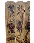 4-Panel Scalloped Style Floral Painted Screen-8. Asian & Chinese Furniture, Art, Antiques, Vintage Home Décor for sale at FEA Home