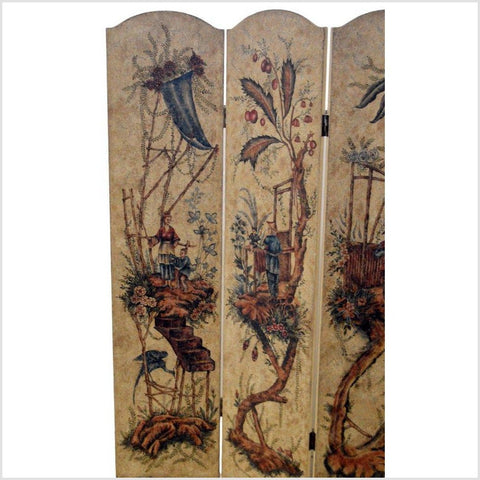 4-Panel Scalloped Style Floral Painted Screen-YN2817-8. Asian & Chinese Furniture, Art, Antiques, Vintage Home Décor for sale at FEA Home