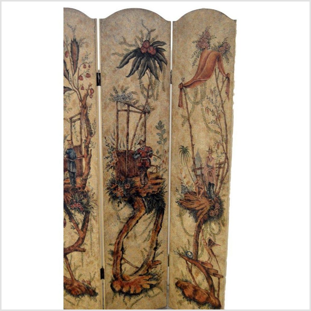 4-Panel Scalloped Style Floral Painted Screen-9. Asian &amp; Chinese Furniture, Art, Antiques, Vintage Home Décor for sale at FEA Home