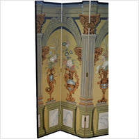 Vintage 4-Panel Roman Art Inspired Screen