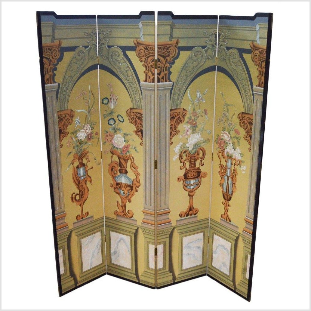 Vintage 4-Panel Roman Art Inspired Screen-12. Asian &amp; Chinese Furniture, Art, Antiques, Vintage Home Décor for sale at FEA Home