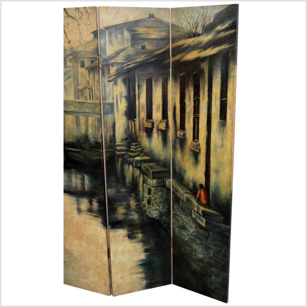 Vintage 4-Panel Painted Screen-2. Asian & Chinese Furniture, Art, Antiques, Vintage Home Décor for sale at FEA Home