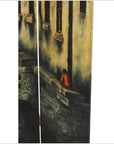 Vintage 4-Panel Painted Screen-4. Asian & Chinese Furniture, Art, Antiques, Vintage Home Décor for sale at FEA Home