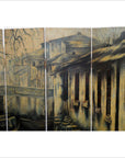 Vintage 4-Panel Painted Screen-7. Asian & Chinese Furniture, Art, Antiques, Vintage Home Décor for sale at FEA Home