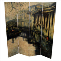 Vintage 4-Panel Painted Screen- Asian Antiques, Vintage Home Decor & Chinese Furniture - FEA Home