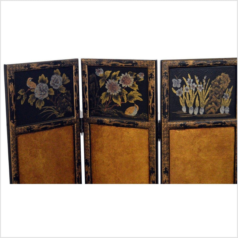 4-Panel Black Lacquered Screen with Gilt Painted Bamboo and Chinese Calligraphic Inscriptions-YN2847-6. Asian & Chinese Furniture, Art, Antiques, Vintage Home Décor for sale at FEA Home