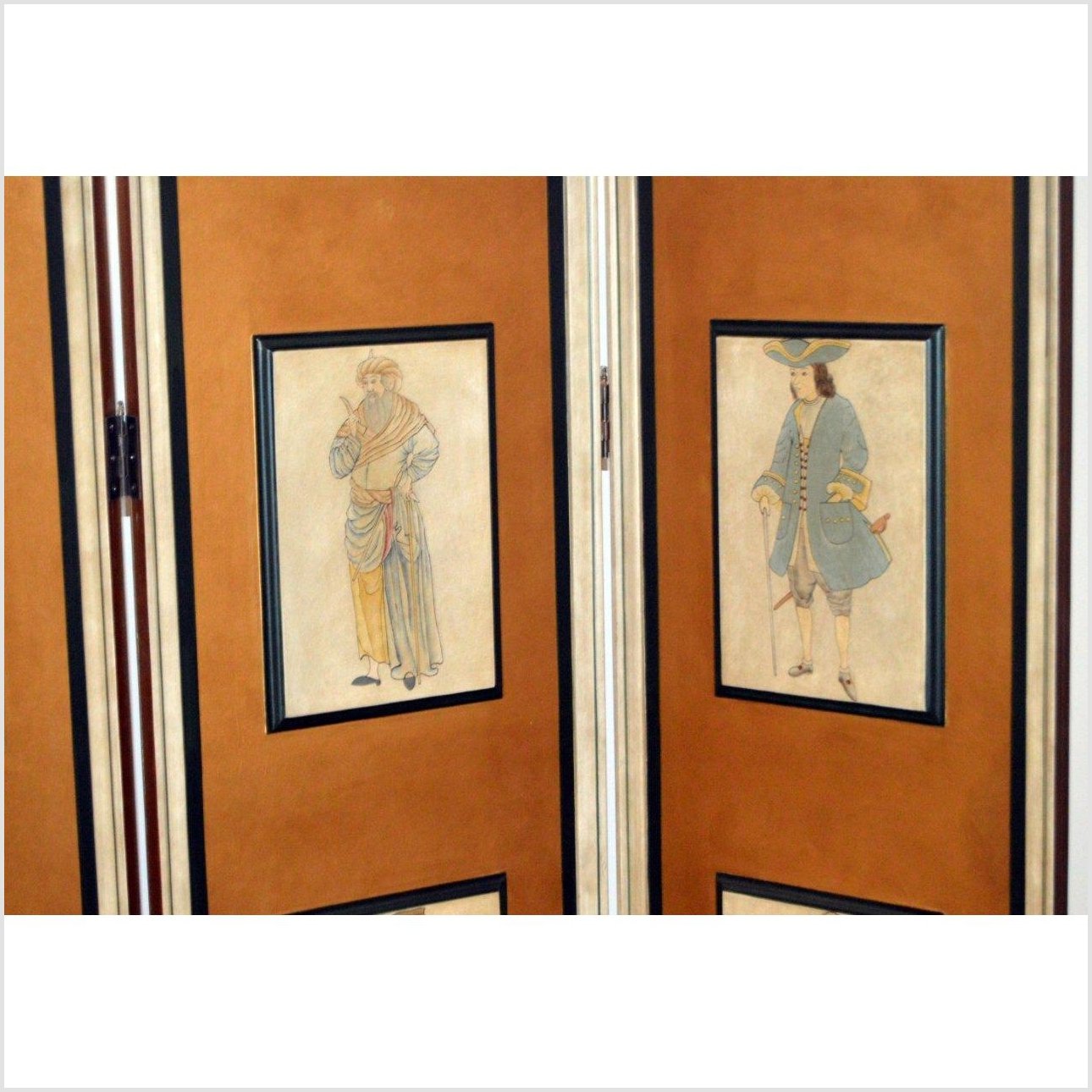 4-Panel Screen with Individual Frames of Men from Different Nations-4. Asian &amp; Chinese Furniture, Art, Antiques, Vintage Home Décor for sale at FEA Home