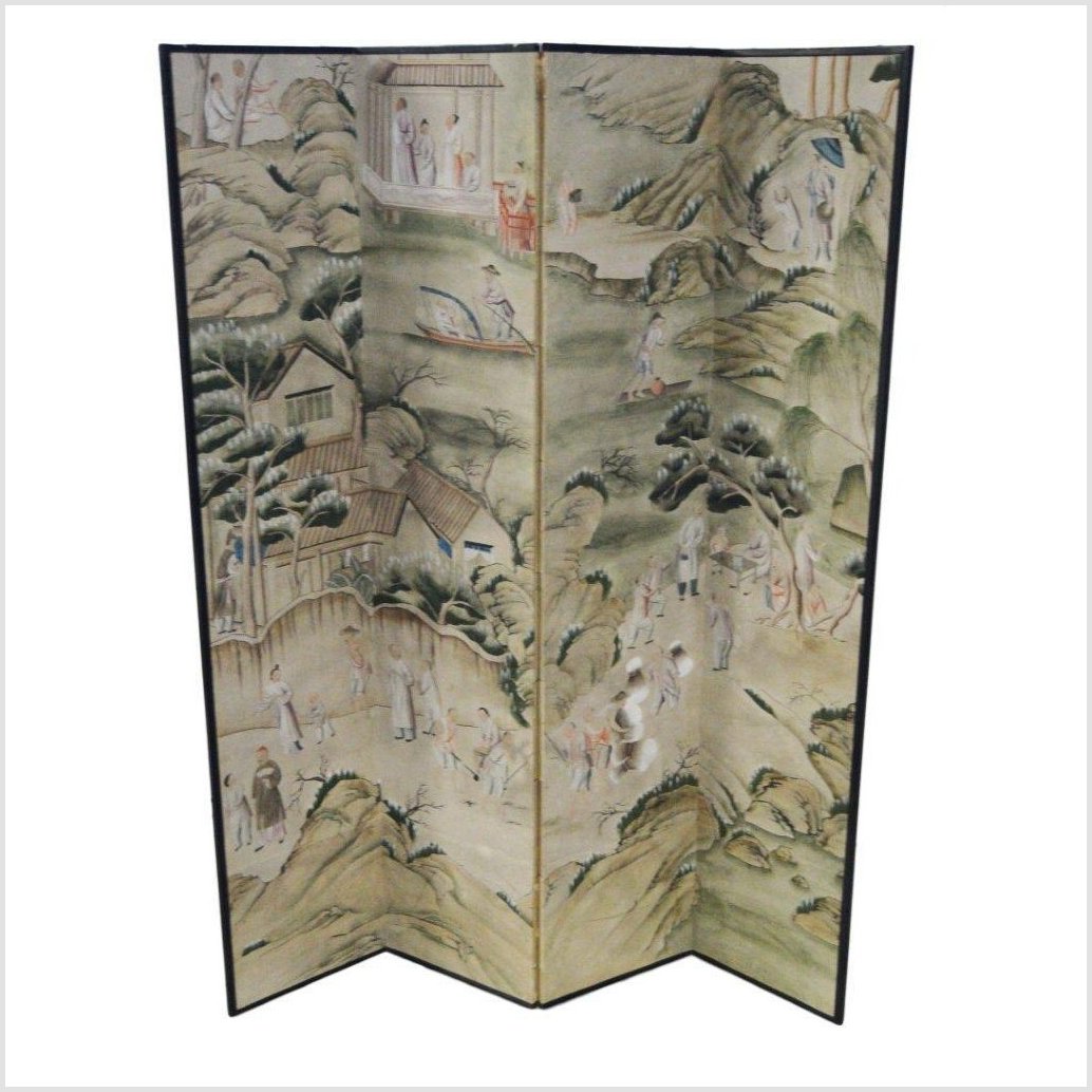 4-Panel Shan Shui Inspired Screen- Asian Antiques, Vintage Home Decor & Chinese Furniture - FEA Home